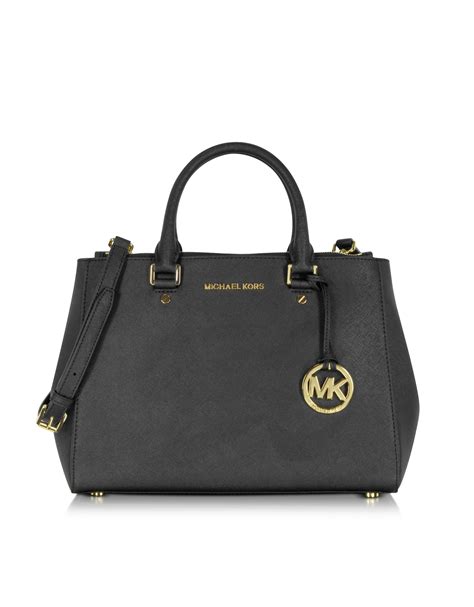 michael kors black saffiano leather sutton medium satchel bag|Michael Kors saffiano tote large.